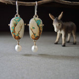 Vintage Silver Resin Gemstone Drop Earrings For Women Tribal Jewelry