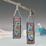 Vintage Silver Resin Gemstone Drop Earrings For Women Tribal Jewelry