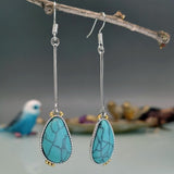 Vintage Silver Resin Gemstone Drop Earrings For Women Tribal Jewelry