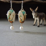 Vintage Silver Resin Gemstone Drop Earrings For Women Tribal Jewelry
