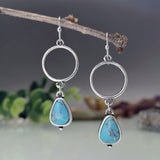 Vintage Silver Resin Gemstone Drop Earrings For Women Tribal Jewelry