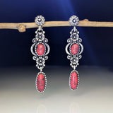Vintage Silver Resin Gemstone Drop Earrings For Women Tribal Jewelry