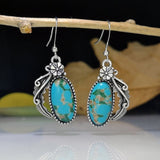 Vintage Silver Resin Gemstone Drop Earrings For Women Tribal Jewelry
