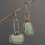Vintage Silver Resin Gemstone Drop Earrings For Women Tribal Jewelry