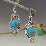 Vintage Silver Resin Gemstone Drop Earrings For Women Tribal Jewelry