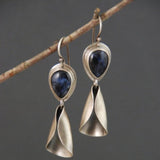 Vintage Silver Resin Gemstone Drop Earrings For Women Tribal Jewelry