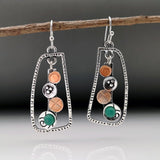 Vintage Silver Resin Gemstone Drop Earrings For Women Tribal Jewelry