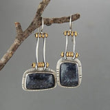 Vintage Silver Resin Gemstone Drop Earrings For Women Tribal Jewelry