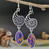 Vintage Silver Resin Gemstone Drop Earrings For Women Tribal Jewelry