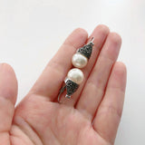 Vintage Hanging Pearl Drop Earrings For Women Retro Silver Jewelry