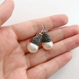 Vintage Hanging Pearl Drop Earrings For Women Retro Silver Jewelry