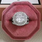 Vintage Engagement Ring Retro Silver for Women Wedding Jewelry