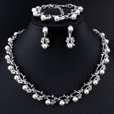 Vintage Pearl Bridal Jewelry Sets Necklace Earring for Women Party Gift Costume