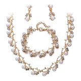 Vintage Pearl Bridal Jewelry Sets Necklace Earring for Women Party Gift Costume