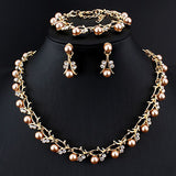 Vintage Pearl Bridal Jewelry Sets Necklace Earring for Women Party Gift Costume