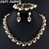 Vintage Pearl Bridal Jewelry Sets Necklace Earring for Women Party Gift Costume