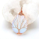 Vintage Pendant Necklace Opal Gemstone Women Jewelry