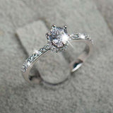 Princess Heart Zircon Ring For Women Silver Wedding Jewelry
