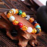 Vintage Purple Bead Bracelet Chain Stainless Steel Women's Jewelry