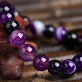 Vintage Purple Bead Bracelet Chain Stainless Steel Women's Jewelry