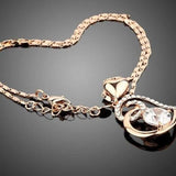 14k-gold-Link-Chain-Heart-Austrian-Love-Pendant-Necklace-Crystal-Heart-Jewelry