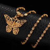 Butterfly Pendant NecklaceFor  Woman 10K Yellow Gold Wedding Jewelry