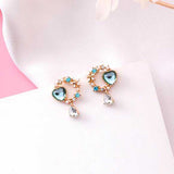 Long Rhinestone Drop Earrings Heart For Women Wedding Jewelry