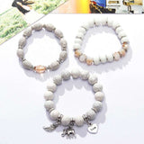 Vintage wristband beaded bracelets for women with silver charms and bohemian style rope chains