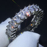 Luxury sapphire ring for women 925 silver engagement wedding band with geometric prong-set stones