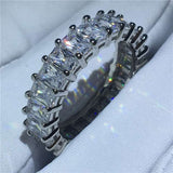 Luxury sapphire engagement wedding band ring in 925 silver with geometric prong-set gemstones