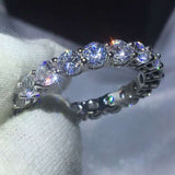 Luxury sapphire ring for women 925 silver engagement wedding band with geometric prong-set stones