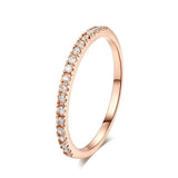 Luxurious 18K rose gold plated engagement ring for women with round zircon stones in tension setting