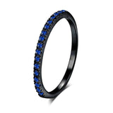 Luxurious engagement zircon ring in 18K rose gold plating with round blue stones for women
