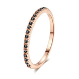 Luxurious engagement zircon ring for women in 18K rose gold plated with black zircon stones and tension setting