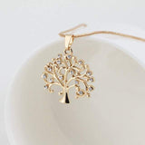 Rose gold Tree of Life pendant necklace for women with snake chain and crystal accents
