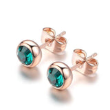 Vintage Green Emerald Stud Earring 14K Rose Gold Romantic Gift For Women Jewelry
