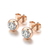 Vintage Green Emerald Stud Earring 14K Rose Gold Romantic Gift For Women Jewelry
