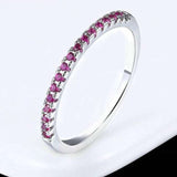Luxurious engagement zircon ring for women with 18K rose gold plating and round tension-set pink stones