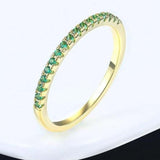 Luxurious engagement zircon ring with green stones in 18K rose gold plated band for women