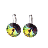 Round Blue Zircon Drop Earrings Women Wedding Jewelry