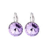Round Blue Zircon Drop Earrings Women Wedding Jewelry