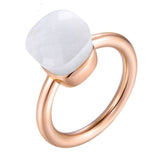 Natural blue topaz ring in 14K rose gold with round tension mount design for women wedding jewelry