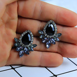 Vintage white pearl stud earrings with zircon and 14k yellow gold plating for women, perfect for parties and weddings