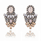 Vintage white pearl stud earrings with zircon and 14k gold plating for women’s party and wedding jewelry