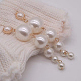 Vintage white pearl drop earrings for women with 14k gold plating and zircon accents, perfect for weddings and parties