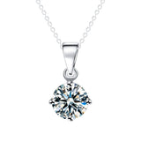 White Zircon Pendant Necklace 14K Gold Women's Wedding Jewelry
