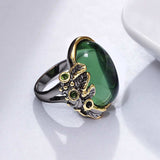 Oval Green Zircon Gemstone Ring for Women Wedding  Jewelry