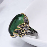 Oval Green Zircon Gemstone Ring for Women Wedding  Jewelry