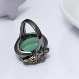 Oval Green Zircon Gemstone Ring for Women Wedding  Jewelry