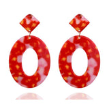 Trendy geometric red acrylic drop earrings for women wedding jewelry
